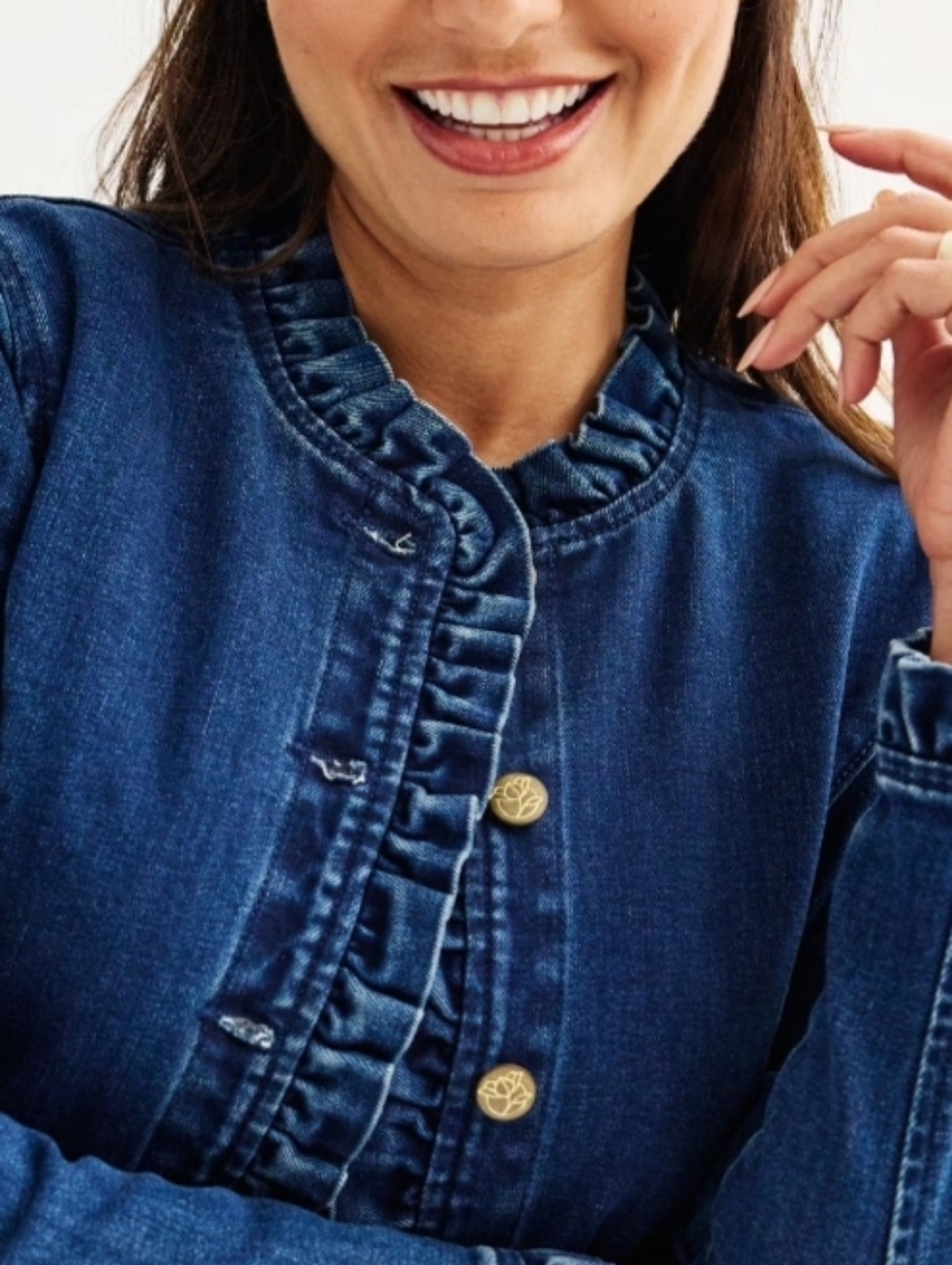 Draper James Ruffle Denim Jacket XS - Picture 3 of 9
